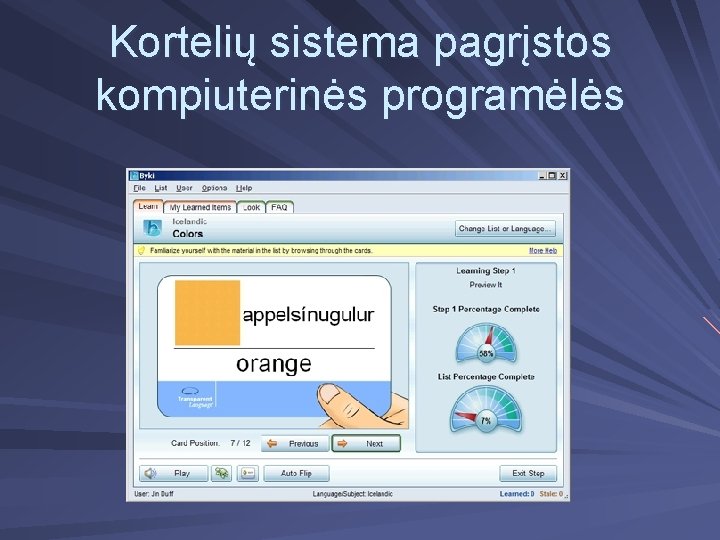 Kortelių sistema pagrįstos kompiuterinės programėlės 