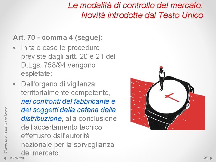 Sicurezza attrezzature di lavoro Le modalità di controllo del mercato: Novità introdotte dal Testo