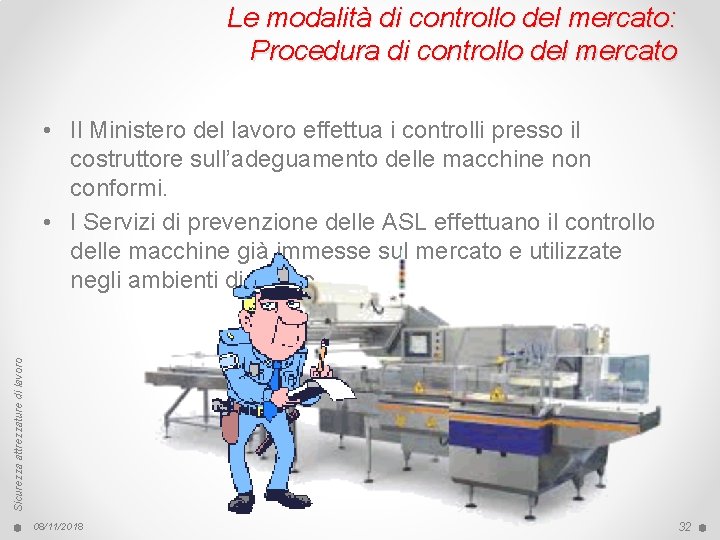 Le modalità di controllo del mercato: Procedura di controllo del mercato Sicurezza attrezzature di