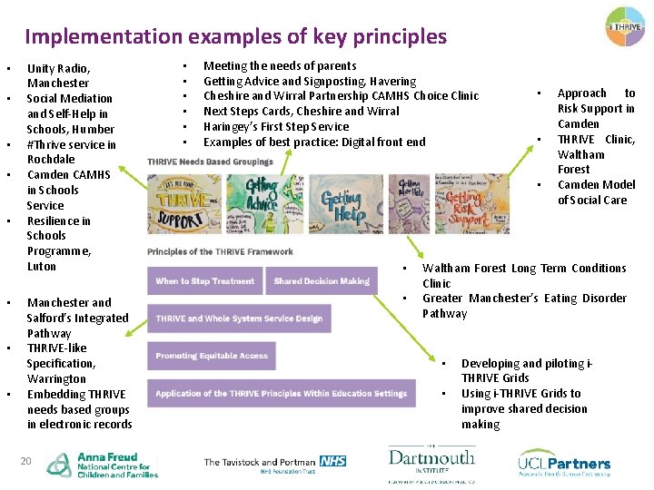 Implementation examples of key principles • • Unity Radio, Manchester Social Mediation and Self-Help