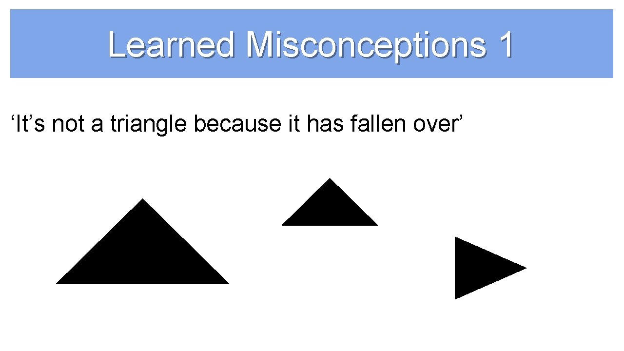 Learned Misconceptions 1 ‘It’s not a triangle because it has fallen over’ 