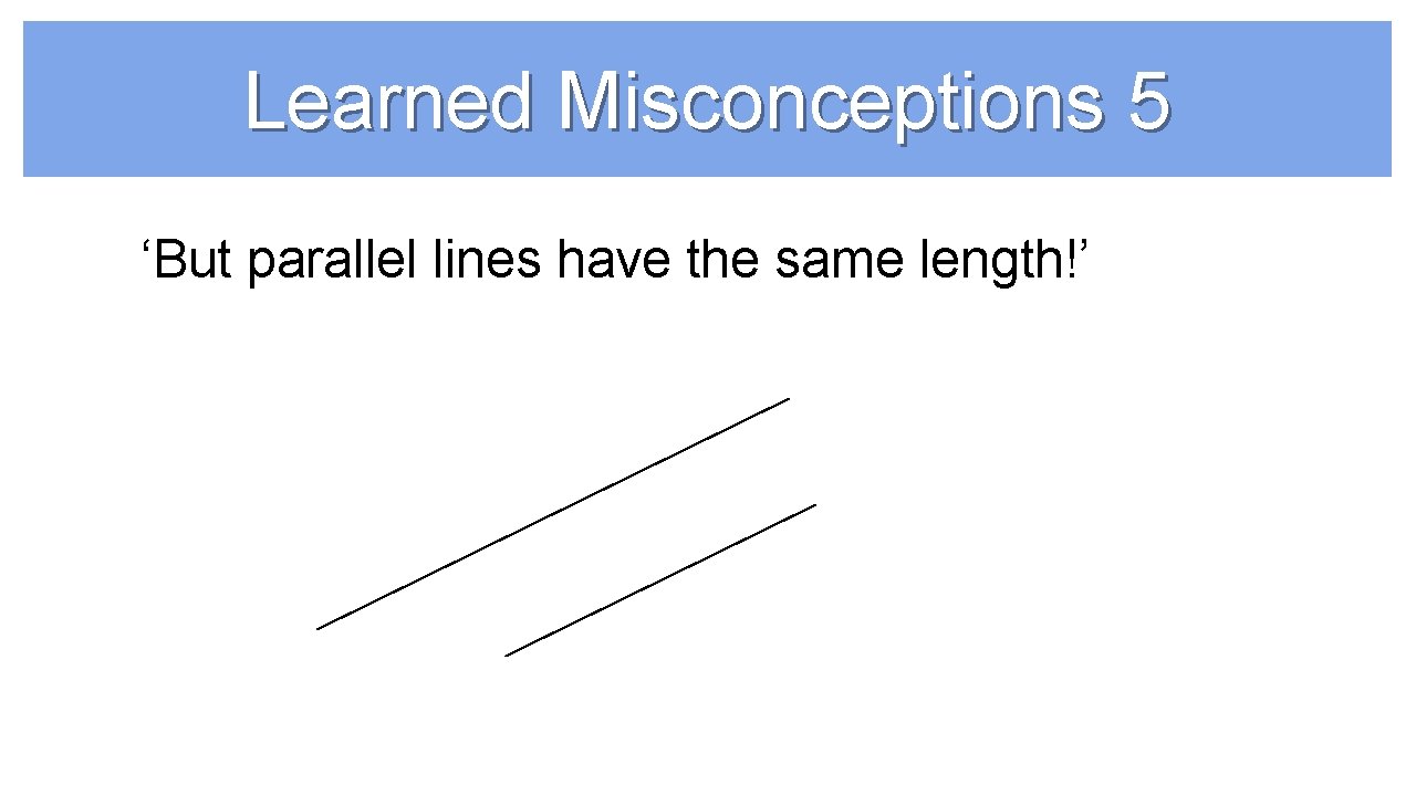 Learned Misconceptions 5 ‘But parallel lines have the same length!’ 