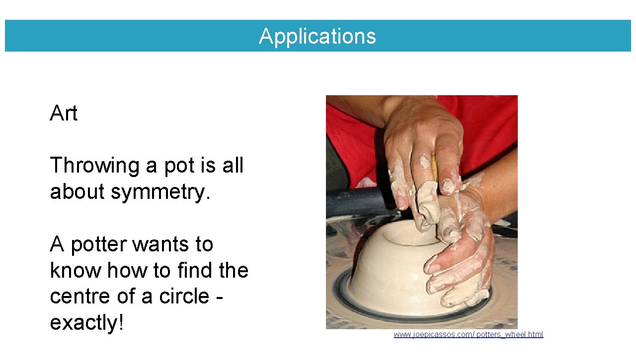 Applications Art Throwing a pot is all about symmetry. A potter wants to know