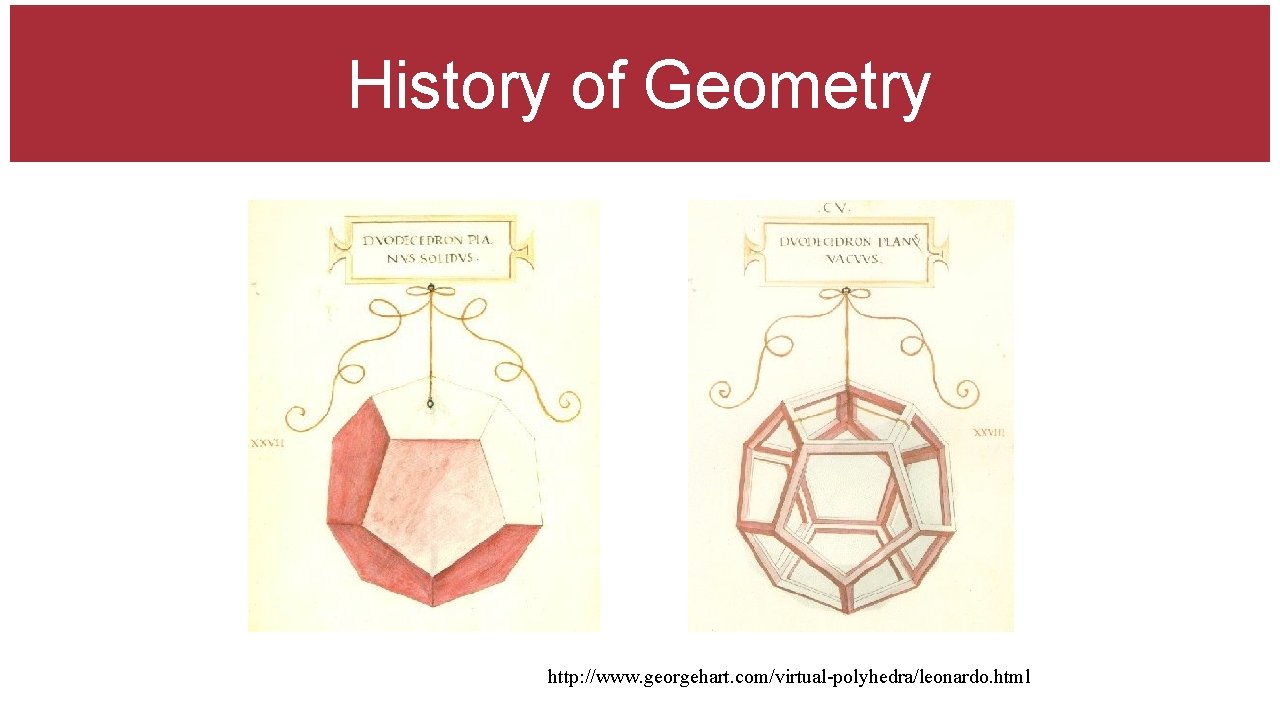 History of Geometry http: //www. georgehart. com/virtual-polyhedra/leonardo. html 