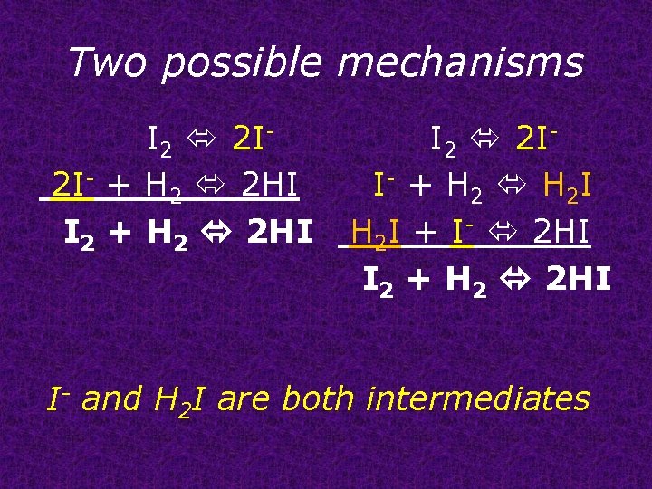 Two possible mechanisms I 2 2 I- I 2 2 I 2 I- +