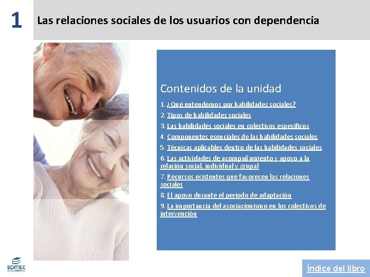 1 Las relaciones sociales de los usuarios con dependencia Contenidos de la unidad 1. 1 Las relaciones sociales de los usuarios con dependencia Contenidos de la unidad 1.