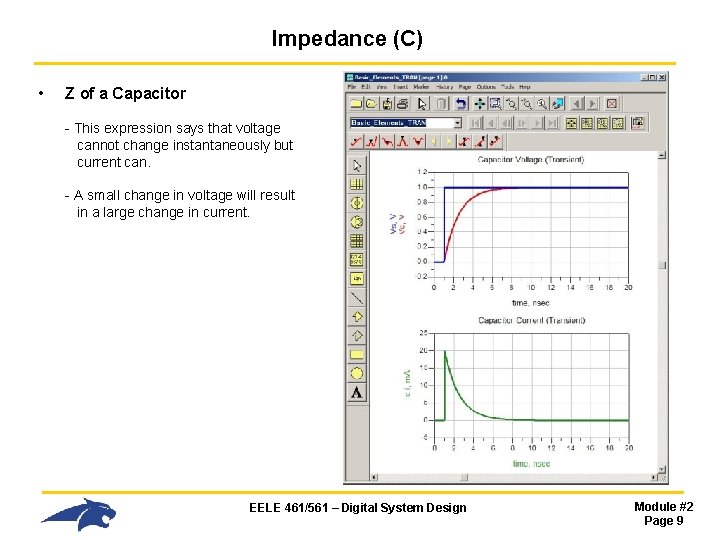 Impedance (C) • Z of a Capacitor - This expression says that voltage cannot