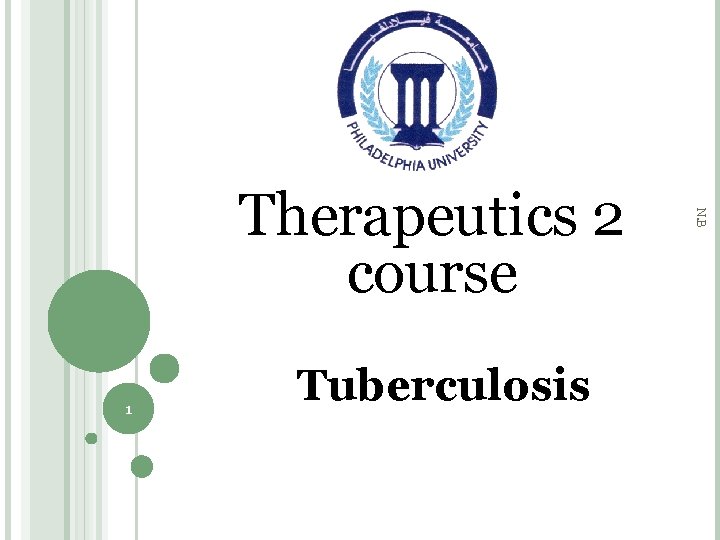 1 Tuberculosis N. B Therapeutics 2 course 