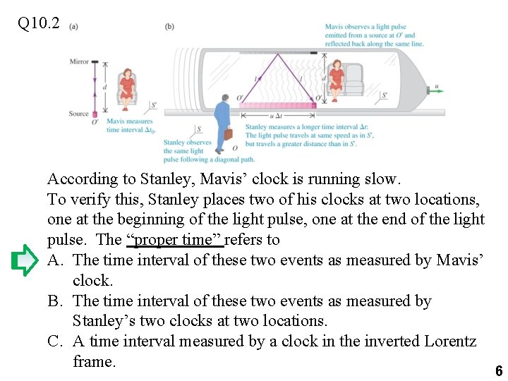 Q 10. 2 According to Stanley, Mavis’ clock is running slow. To verify this,