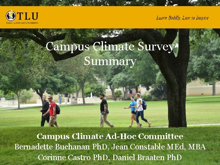 Campus Climate Survey Summary Campus Climate Ad-Hoc Committee Bernadette Buchanan Ph. D, Jean Constable