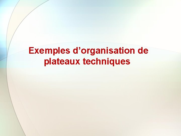 Exemples d’organisation de plateaux techniques 