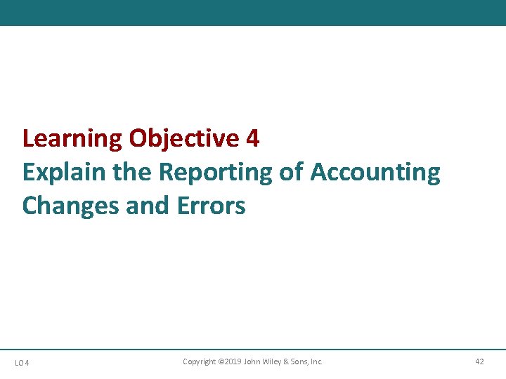 Learning Objective 4 Explain the Reporting of Accounting Changes and Errors LO 4 Copyright