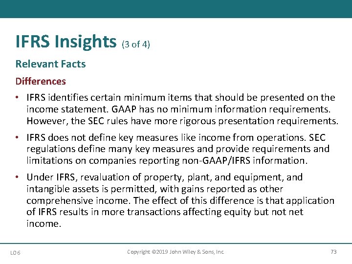 IFRS Insights (3 of 4) Relevant Facts Differences • IFRS identifies certain minimum items