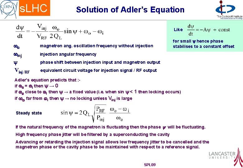 s. LHC Solution of Adler’s Equation Like wo winj y Vinj /RF magnetron ang.