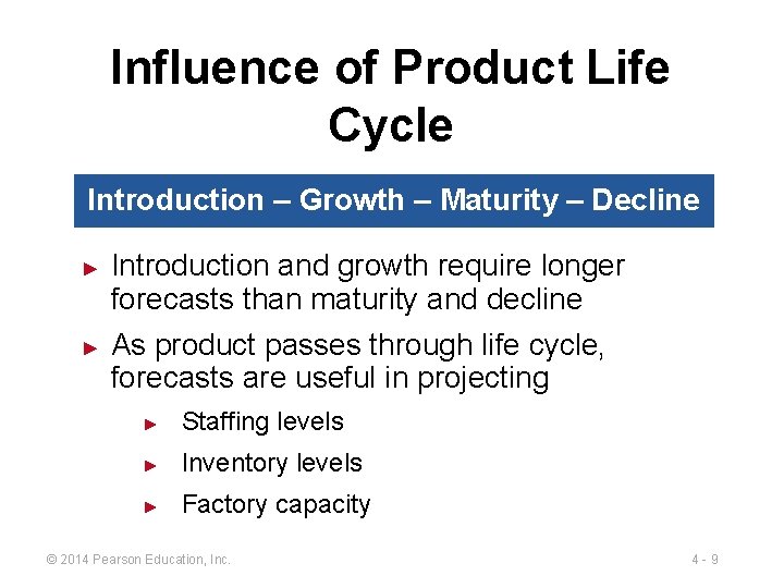 Influence of Product Life Cycle Introduction – Growth – Maturity – Decline ► ►