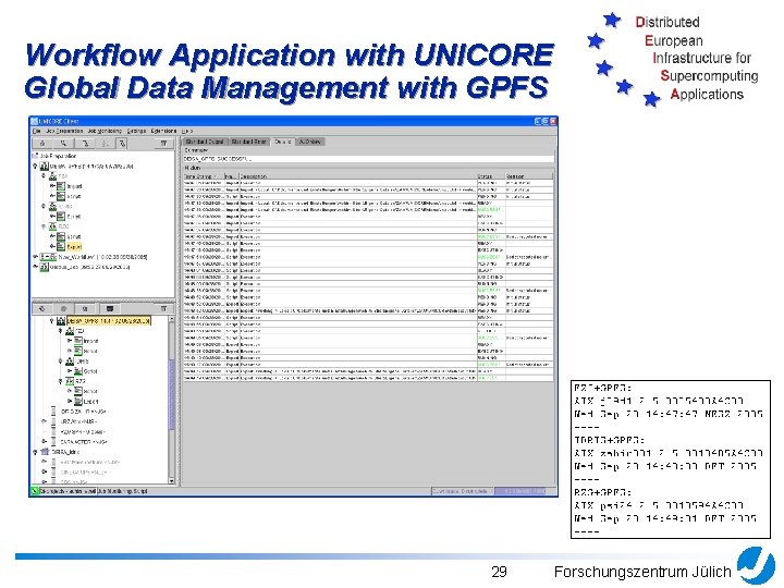Workflow Application with UNICORE Global Data Management with GPFS 29 Forschungszentrum Jülich 
