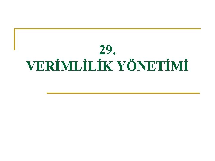 29. VERİMLİLİK YÖNETİMİ 