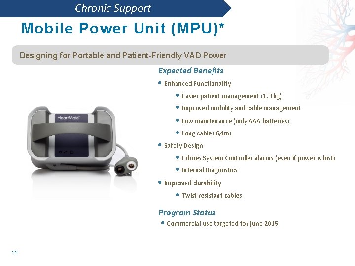 Chronic Support Mobile Power Unit (MPU)* Designing for Portable and Patient-Friendly VAD Power Expected Chronic Support Mobile Power Unit (MPU)* Designing for Portable and Patient-Friendly VAD Power Expected