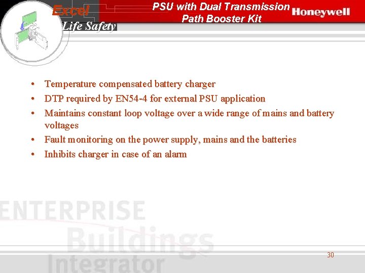 Excel Life Safety PSU with Dual Transmission Path Booster Kit • • • Temperature