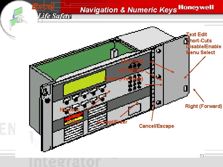 Excel Life Safety Navigation & Numeric Keys Text Edit Short-Cuts Disable/Enable Menu Select Up