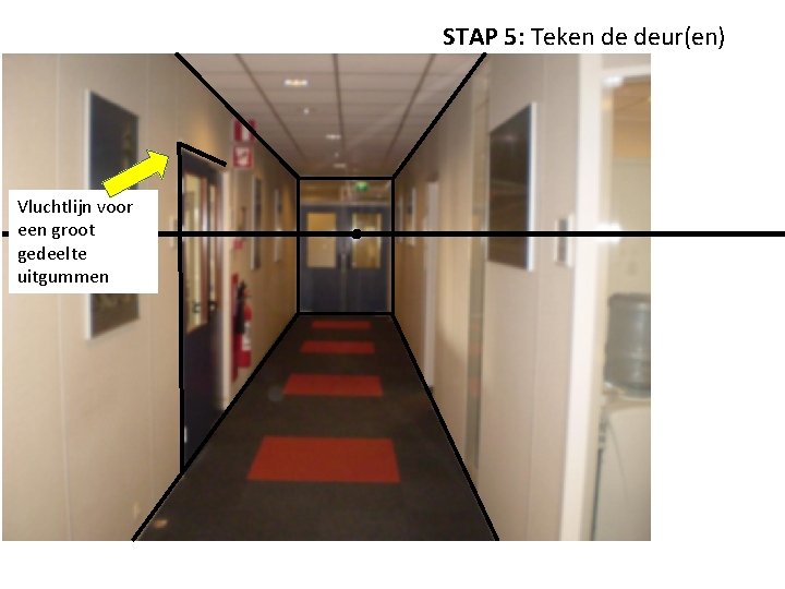 STAP 5: Teken de deur(en) Vluchtlijn voor een groot gedeelte uitgummen 