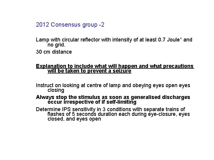 2012 Consensus group -2 Lamp with circular reflector with intensity of at least 0.