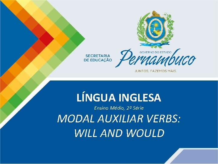 LÍNGUA INGLESA Ensino Médio, 2º Série MODAL AUXILIAR VERBS: WILL AND WOULD 