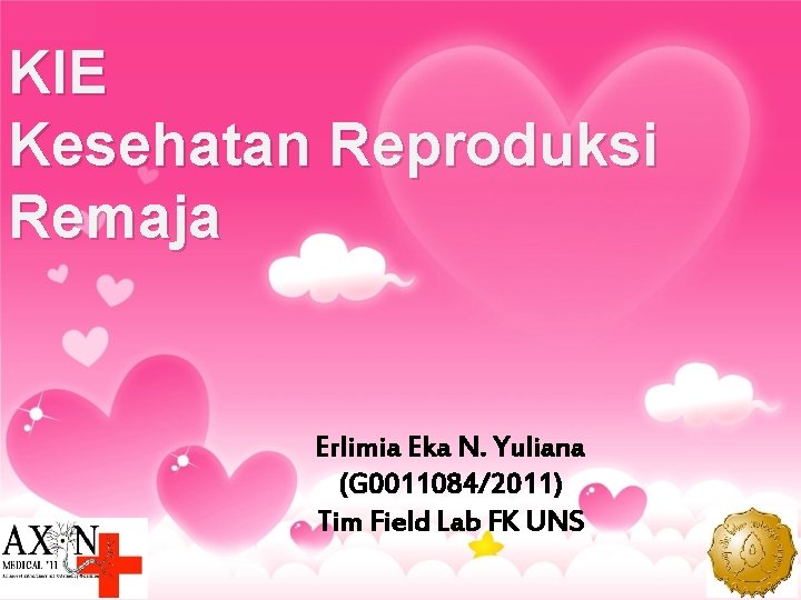 KIE Kesehatan Reproduksi Remaja Erlimia Eka N. Yuliana (G 0011084/2011) Tim Field Lab FK