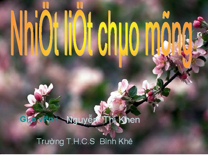 Gi¸o viªn : Nguyễn Thị Khen Trường T. H. C. S Bình Khê 