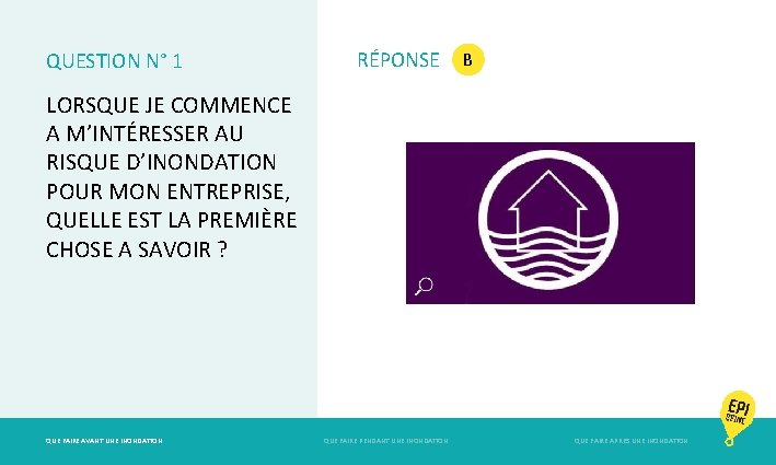 QUESTION N° 1 RÉPONSE B LORSQUE JE COMMENCE A M’INTÉRESSER AU RISQUE D’INONDATION POUR