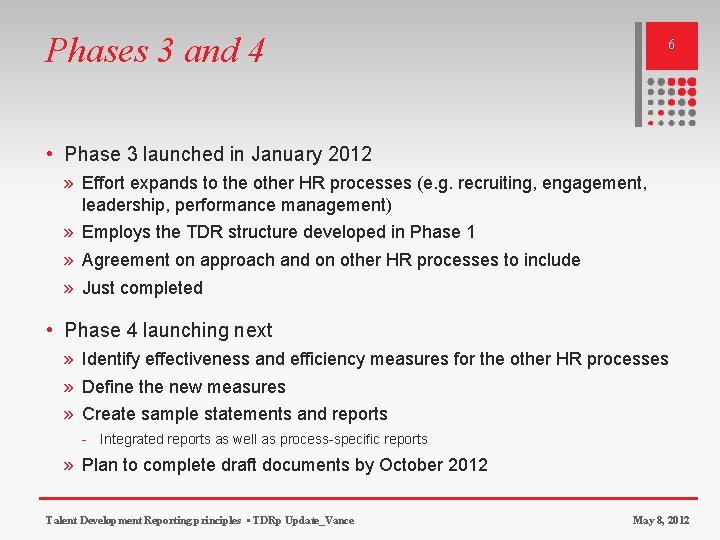 Phases 3 and 4 6 • Phase 3 launched in January 2012 » Effort
