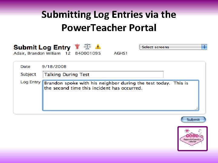 Submitting Log Entries via the Power. Teacher Portal 