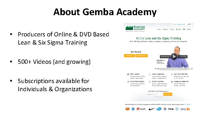 About Gemba Academy • Producers of Online & DVD Based Lean & Six Sigma