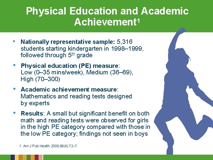 Physical Education and Academic Achievement 1 • Nationally representative sample: 5, 316 • Physical