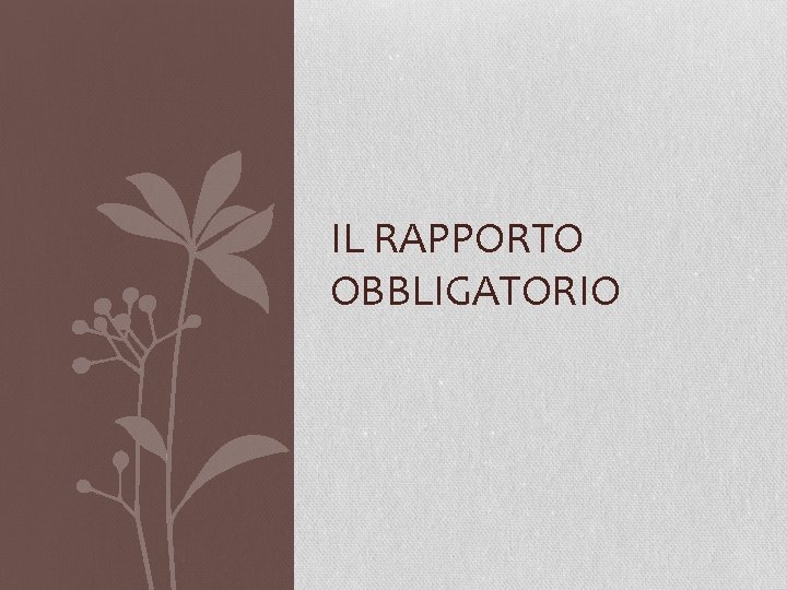 IL RAPPORTO OBBLIGATORIO 
