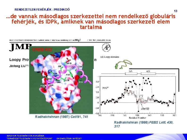 RENDEZETLEN FEHÉRJÉK - PREDIKCIÓ 13 …de vannak másodlagos szerkezettel nem rendelkező globuláris fehérjék, és