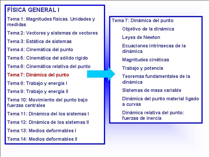 FÍSICA GENERAL I Tema 1: Magnitudes físicas. Unidades y medidas Tema 2: Vectores y