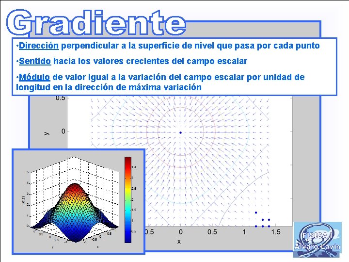  • Dirección perpendicular a la superficie de nivel que pasa por cada punto