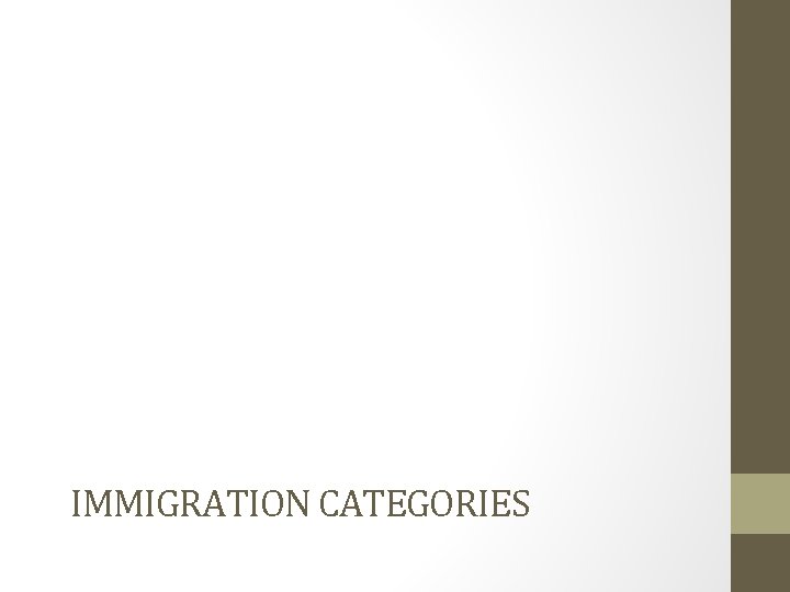 IMMIGRATION CATEGORIES 
