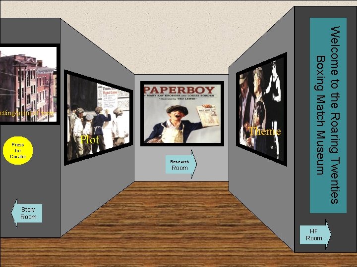 Press for Curator Museum Entrance Theme Plot Research Room Welcome to the Roaring Twenties