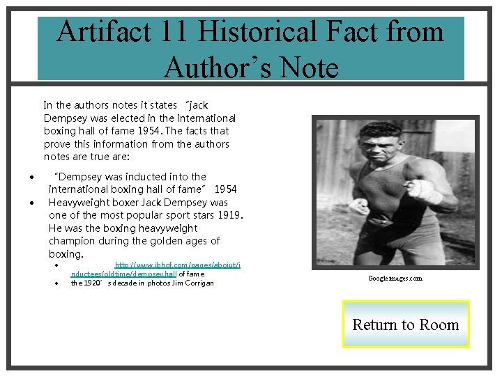 Artifact 11 Historical Fact from Author’s Note In the authors notes it states “jack