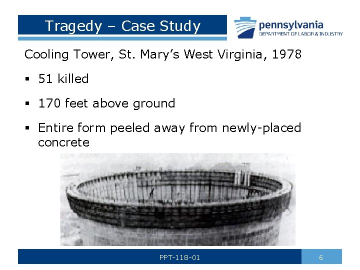 Tragedy – Case Study Cooling Tower, St. Mary’s West Virginia, 1978 § 51 killed