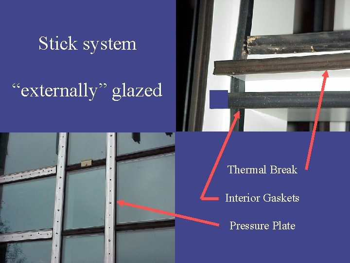 Stick system “externally” glazed Thermal Break Interior Gaskets Pressure Plate 