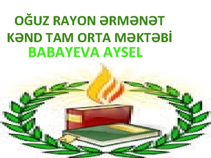 OĞUZ RAYON ƏRMƏNƏT KƏND TAM ORTA MƏKTƏBİ BABAYEVA AYSEL E 