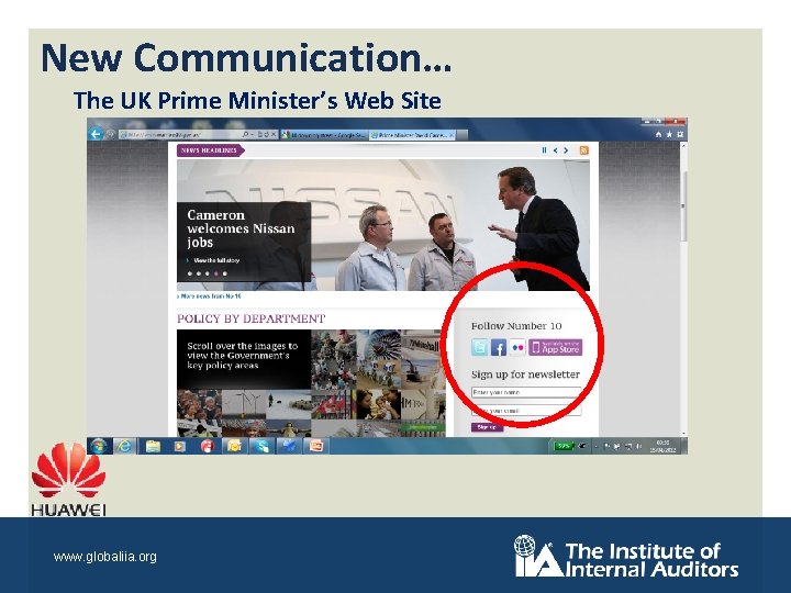 New Communication… The UK Prime Minister’s Web Site www. globaliia. org 