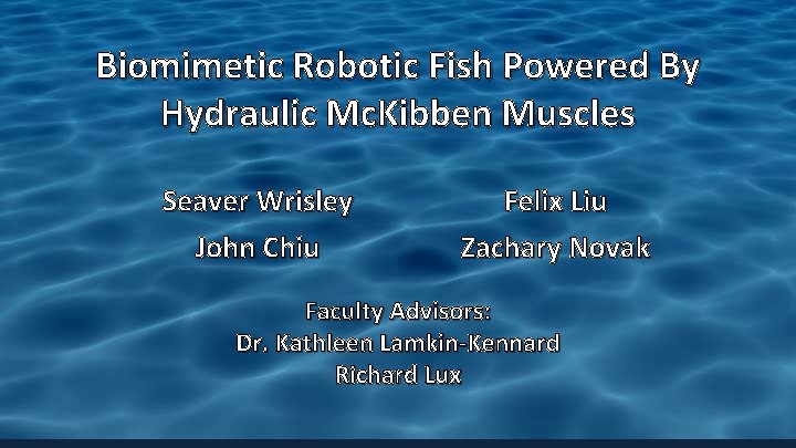 Biomimetic Robotic Fish Powered By Hydraulic Mc. Kibben Muscles Seaver Wrisley John Chiu Felix