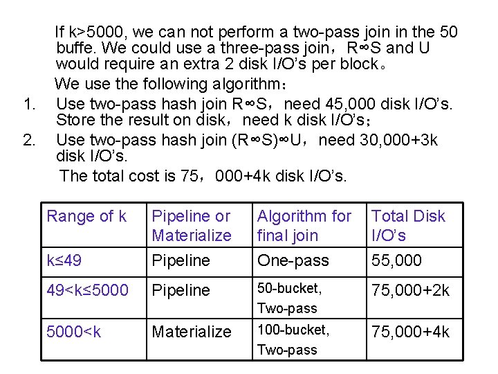 1. 2. If k>5000, we can not perform a two-pass join in the 50