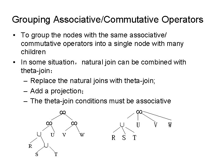 Grouping Associative/Commutative Operators • To group the nodes with the same associative/ commutative operators