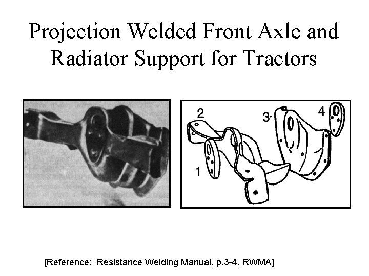 Projection Welded Front Axle and Radiator Support for Tractors [Reference: Resistance Welding Manual, p.