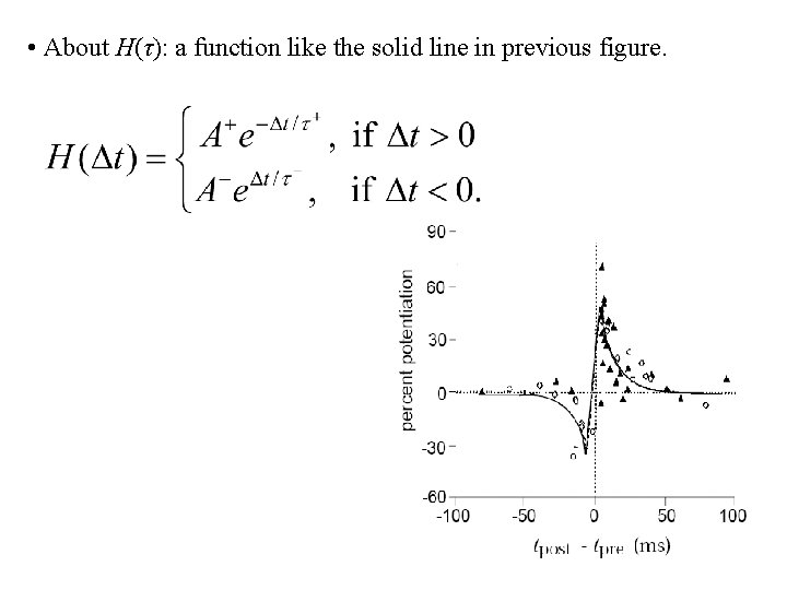  • About H(τ): a function like the solid line in previous figure. 